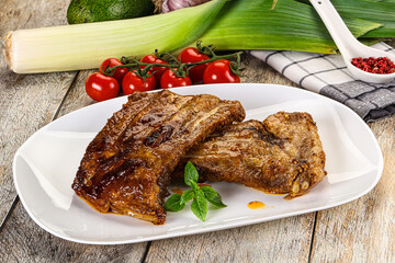 Tasty roasted pork ribs with spices