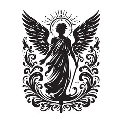 Obraz premium black Angel Silhouette Vector, High Quality Illustration on White Background