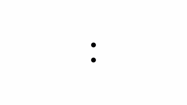 Two simple black dots aligned vertically on a white background, resembling a colon or pause symbol.
