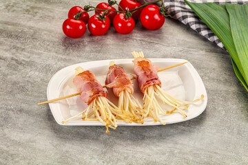 Grilled enoki mushroom with bacon