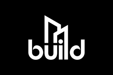 Build logo concept illustration in white
