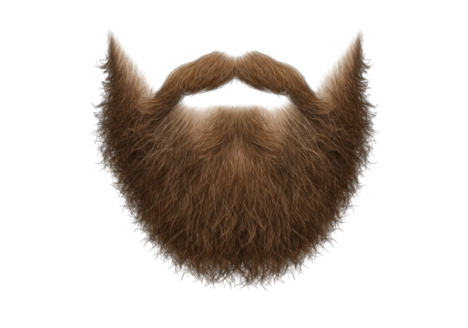Realistic brown beard illustration with detailed texture against a transparent background
