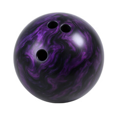 Striking Purple and Black Swirl Bowling Ball with Three Finger Holes, Ready for the Alley