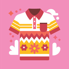 A vibrant flat icon collection featuring  colors, including stripes, polka dots, and pocket details. Perfect for clothing design, fashion apps, or garment branding visuals