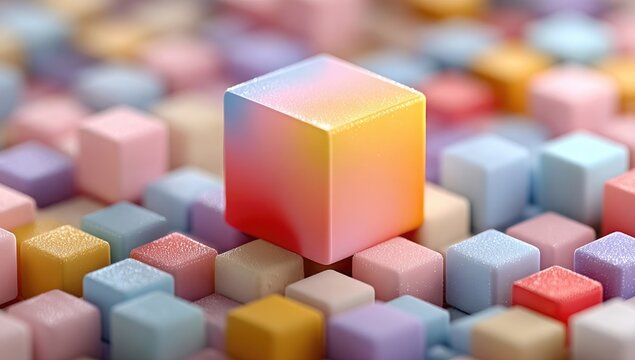 Colorful cubes, gradient cube prominent