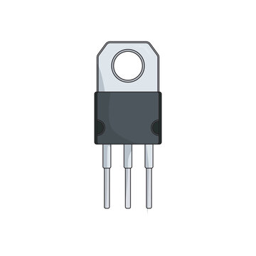 Three-pin transistor or voltage regulator vector, commonly used in electronic schematics and components like power amplifiers, regulators, and switching circuits.