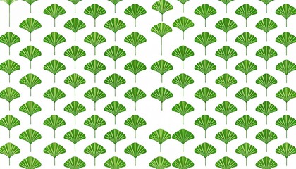 Vibrant green ginkgo biloba leaves arranged in a seamless natural pattern on a white background for wellness and health concepts.