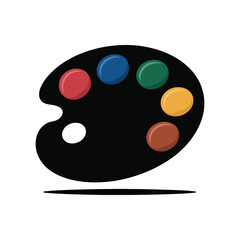 Vector illustration of painting palette with brush and rainbow colors