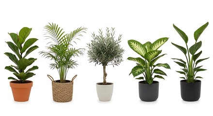Obraz premium Assortment of potted houseplants in various pots silhouette