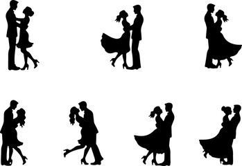 Romantic Dancing Couple Silhouette Bundle – Love & Dance Clipart Set