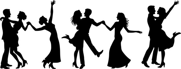 Romantic Dancing Couple Silhouette Bundle – Love & Dance Clipart Set