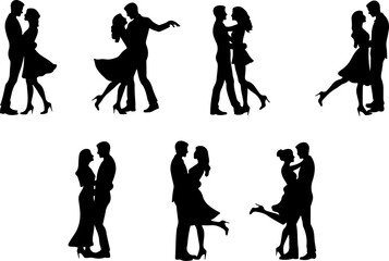 Romantic Dancing Couple Silhouette Bundle – Love & Dance Clipart Set