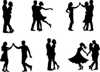 Romantic Dancing Couple Silhouette Bundle – Love & Dance Clipart Set