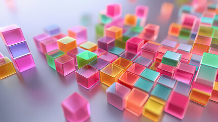 Scattered Colorful Geometric Blocks via AI