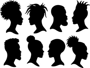 Elegant Female Silhouette Profile Bundle