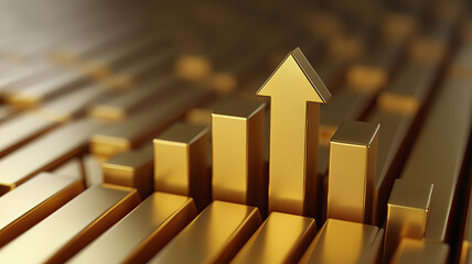 Golden Bars Forming a Rising Arrow Pattern Generative AI