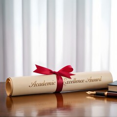 Fototapeta premium Rolled Diploma with Red Ribbon