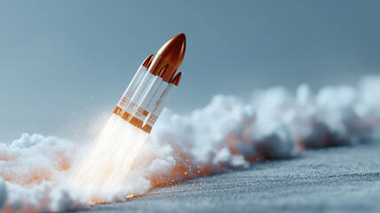 Rocket Launches Into Abstract Sky With Smoke Generative AI