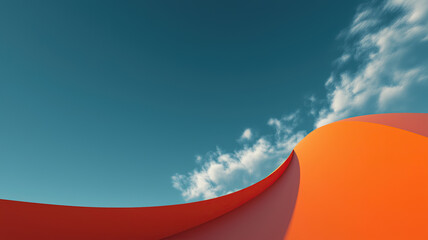 Dynamic Abstract Shapes Against a Blue Sky Generative AI