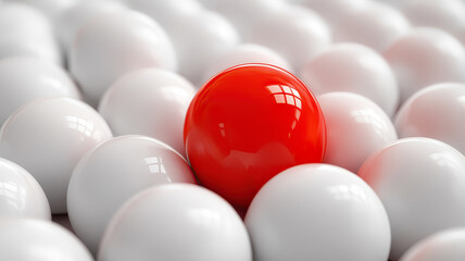 Red Sphere Stands out Among White Spheres AI
