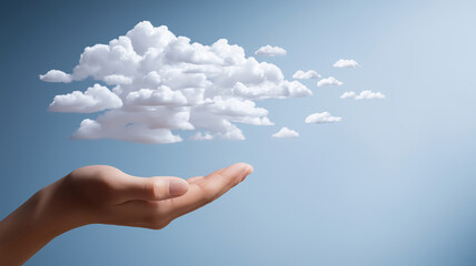 Abstract Cloud Display on Open Hand - Generative AI