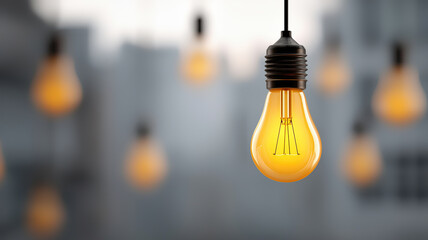 Unique Abstract Light Bulb in Blurred Setting Generative AI