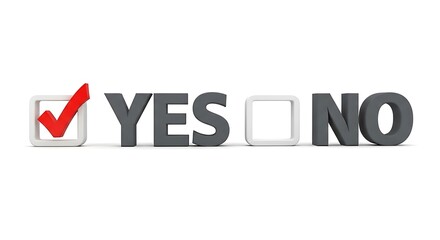 Fototapeta premium Checkmark in a box next to yes and no silhouette