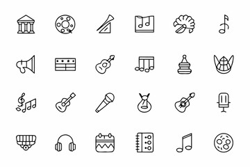 Fototapeta premium A creative pack of line drawings reflecting music school life, with abstract and symbolic interpretations of practice, performance, and teaching.