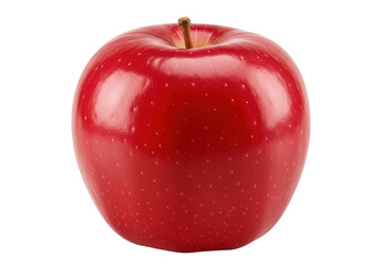 Fresh red apple on a plain background, highlighting its glossy texture and vibrant color
