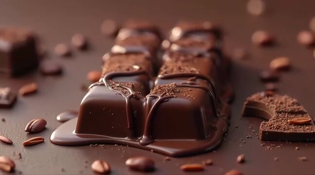 A close-up of assorted milk chocolates with a glossy finish, arranged on a flat surface, rendered in sharp 4K and HD, Video
