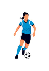 Obraz premium Female Soccer Player Dribbling the Ball - Vector Illustration