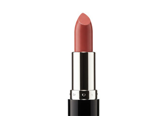 Close-up of a creamy nude lipstick in a sleek tube against a minimalist background