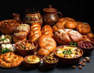 Variety of baked goods and dishes