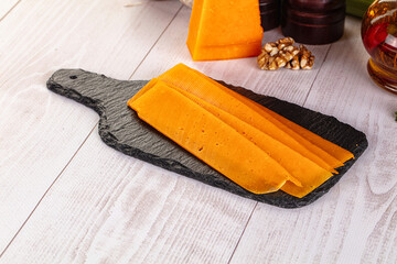 Yellow cheddae cheese slices snack