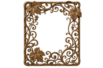 Ornate Bronze Decorative Frame with Grapes and Leaf Motifs, Elegant Floral Scrollwork Border Design
