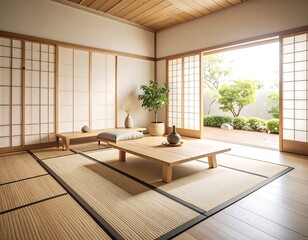 Tranquil Japanese room with garden view
