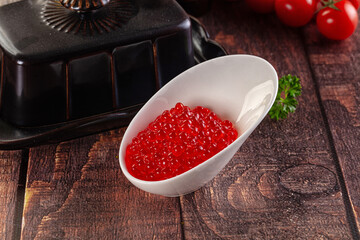 Salmon red caviar in the bowl