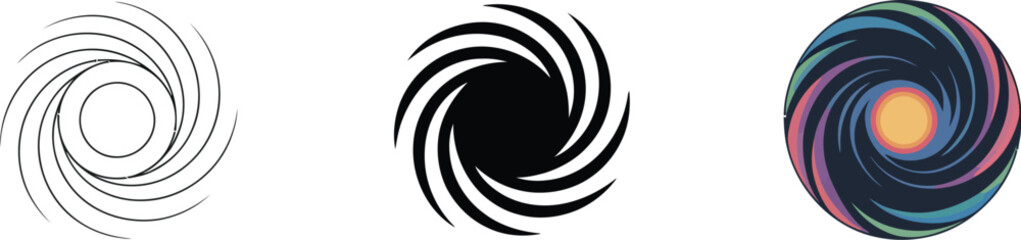 Dynamic whirl graphics for logo designs and creative projects