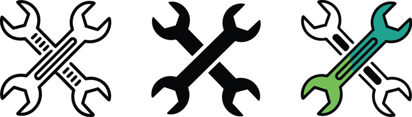 Wrenches crossed represent tools, service, repair, and industry