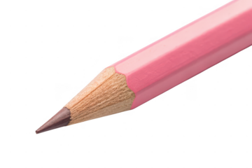 Close up of a pink pencil tip isolated on transparent background