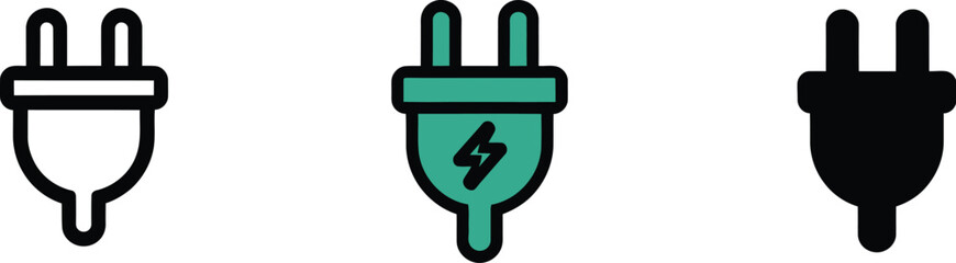 Obraz premium Power plugs showing electricity connection energy source icon