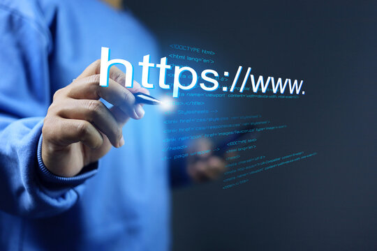 https website domain concept with programer coding html to build a web page to security connection with hypertext transfer protocol secure - Powered by Adobe