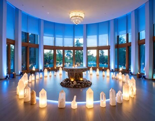 Tranquil spa center at twilight