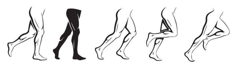 Stylized Sequence of Walking Steps Vector Illustration for Motion Concept
