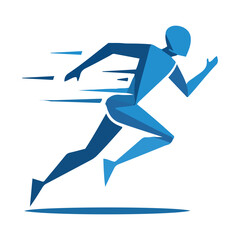 Blue Vector Runner with Minimal Motion Trail for Sports Logo