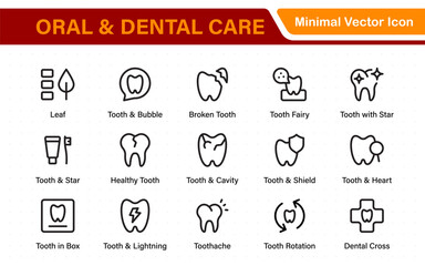 Oral and Dental care icon set. Containing tooth, dentist, toothpaste, toothbrush, teeth, implant and dentistry icons. Solid icon collection.