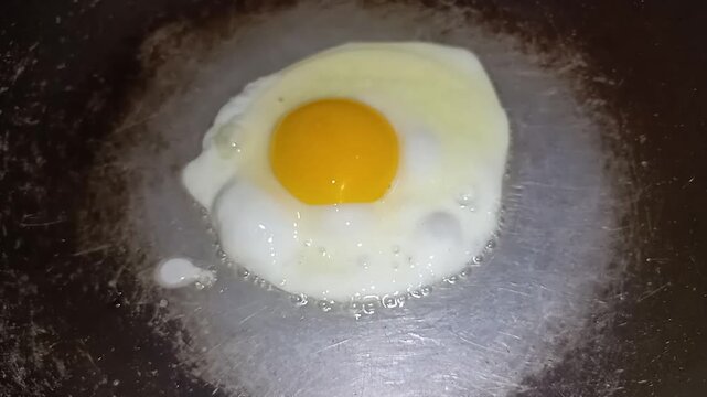 fried egg in a frying pan