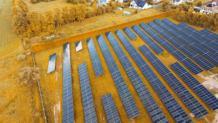 Sustainable home with solar panels generating green energy