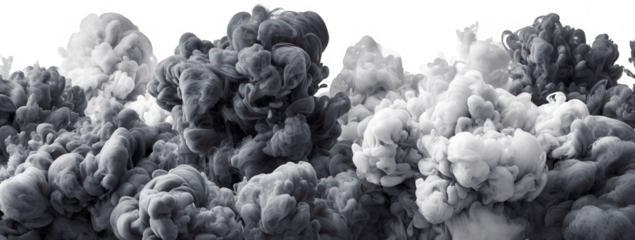 Abstract grayscale ink clouds