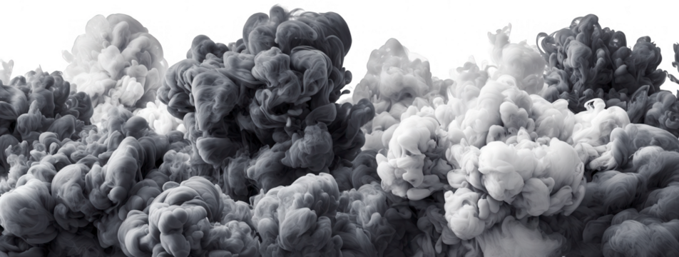 Abstract grayscale ink clouds